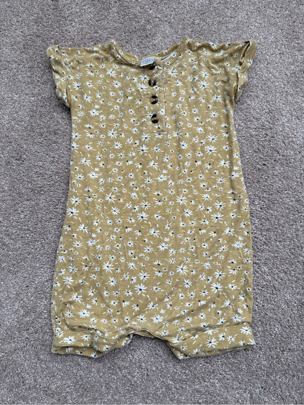 Lou Lou & Co Girls Floral Short-Sleeve Romper in Mustard Yellow & White Size 2T